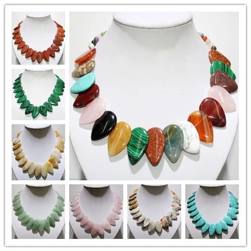 Necklaces Wholesale Natural Tiger Eye Stone Crystal Agates Opal Drop Shape Bead Handwork for DIY Jewelry Necklace Vintage Style