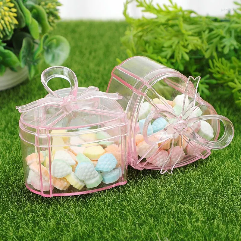 Geschenkwikkeling 12 stcs Creative Present Dozen hartvormige plastic transparant snoep voor bruiloft verjaardagsbenodigdheden