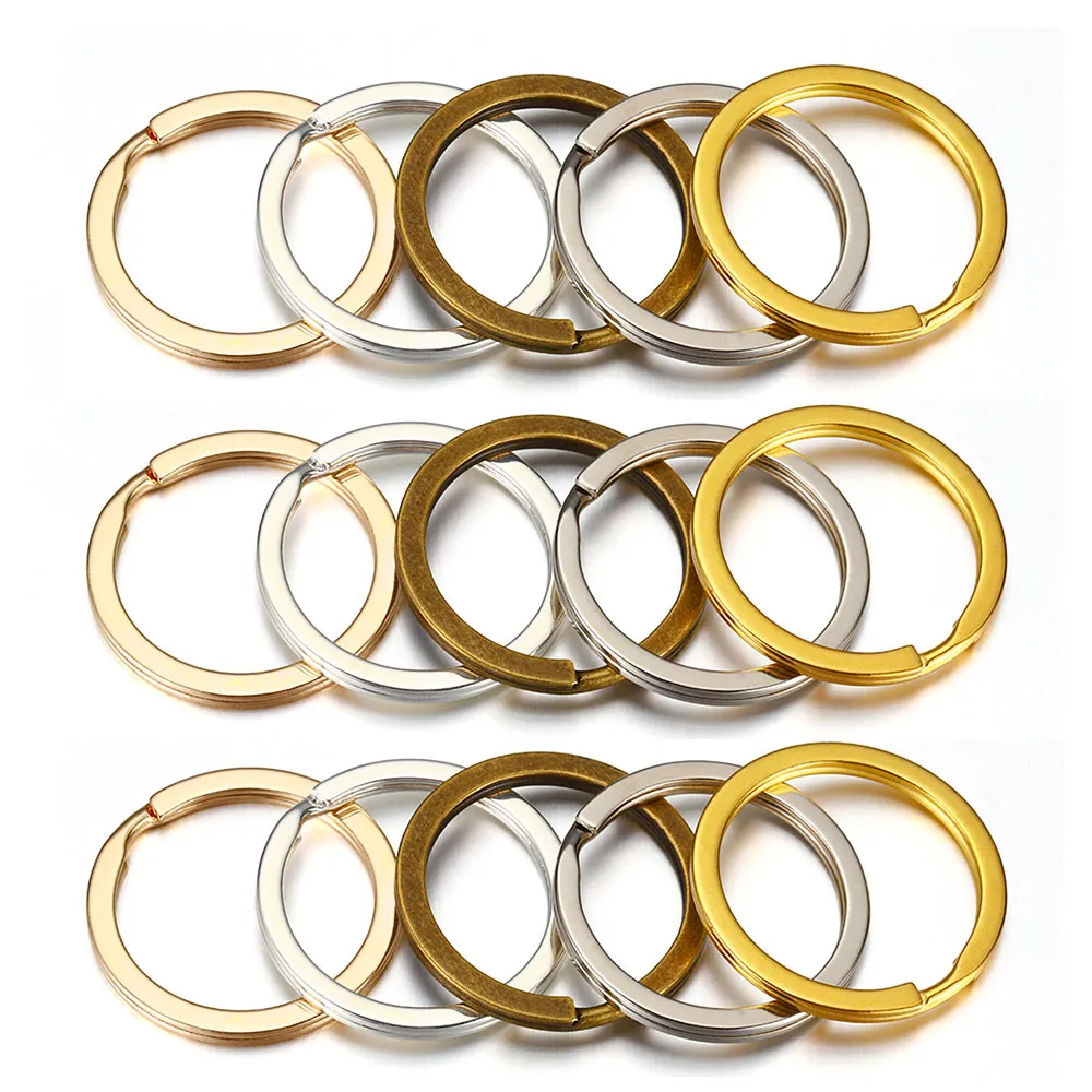 10pcs Flat Key Rings 1/1.1 inch Metal Round Keychain Rings Split Keyring for Home Car Office Keys Holder Handmade Craft Findings