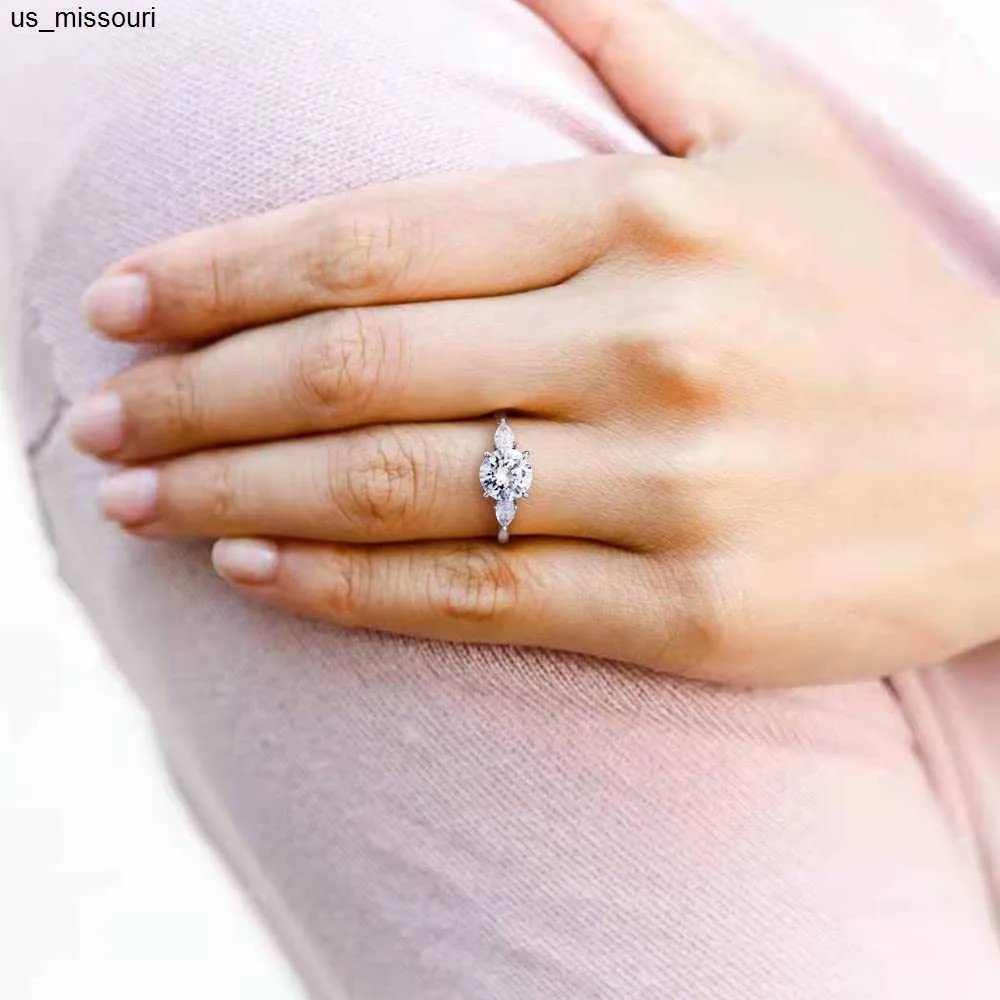 Trumium Silberring Mit Diamant Verlobungsring Klassisch Rund_voghion.com