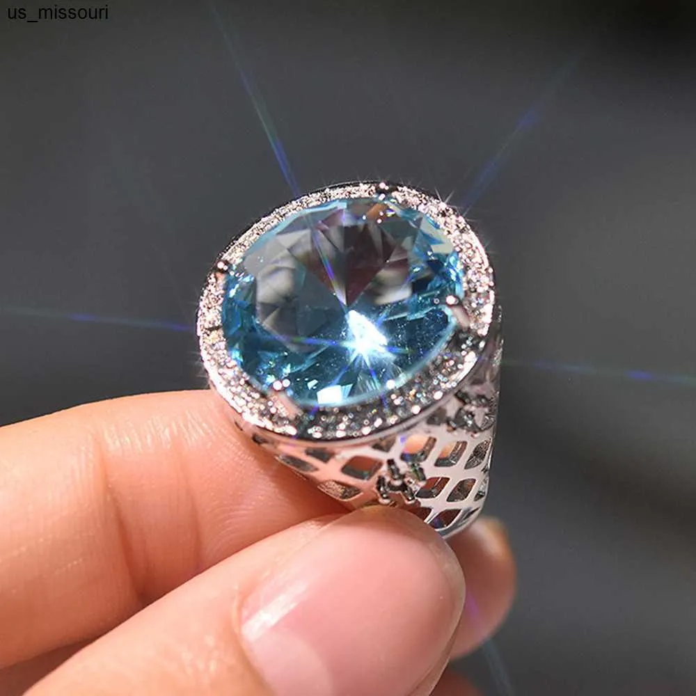 Band Rings Aquamarine Emerald Gemstones Blue Green Crystal Zircon Diamonds Rings For Women Vintage Luxury Jewelry Bijoux_voghion.com