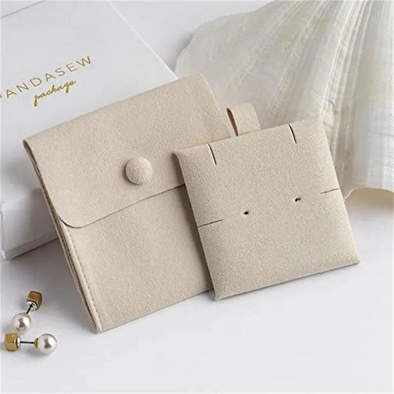 Scatole Astuccio per gioielli Sheepsew, 10 pezzi 8x8 cm Confezione di gioielli in microfibra con bottone a pressione Borsa regalo Inserto per collane Anelli Orecchini