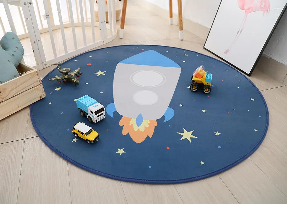 Tapis Enfants Garçon Chambre Jouer Tapis Fusée Conception Fille 120 cm Nursery Mat Chambre Chevet Jeu