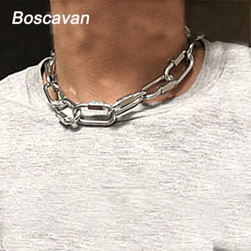 Necklaces 316 Stainless Steel Punk Unisex Men Women Chain Chokers Harajuku Detachable Heavy Duty Ins Metal Link Collar Necklace