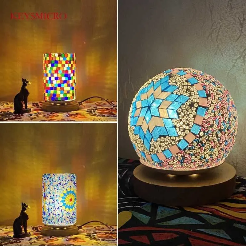 Table Lamps DIY Turkish Mosaic Light Material Package Handmade Night Lamp Design Lovers Parent child Glass Package Paste Birthday Gift G230522