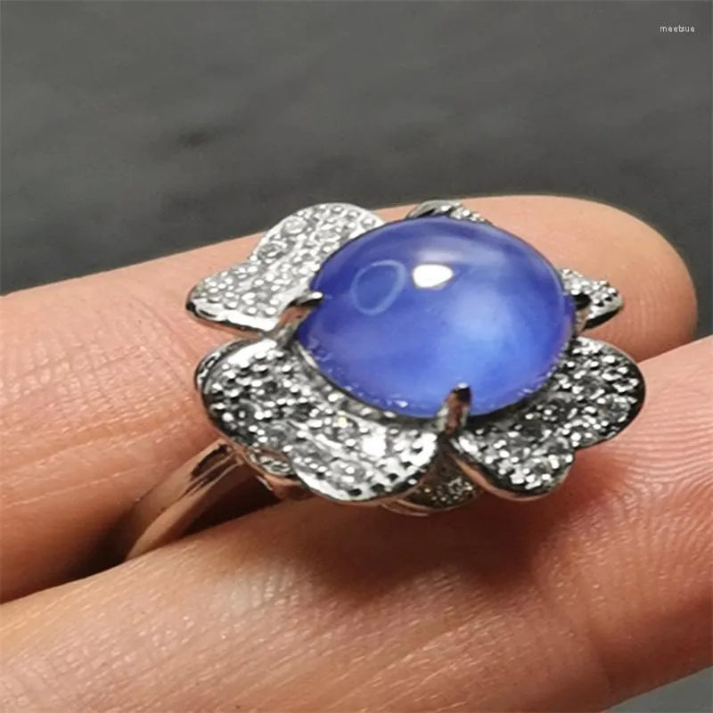 Cluster Rings Natural Women Blue Gems Star Ruby Gem Ring 14K Gold Filled Female