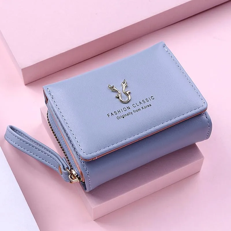 Card Holders 2023 Women Wallet Fashion Pu Leather Short Mini Zipper Purse Patchwork For Storing Passport Holder