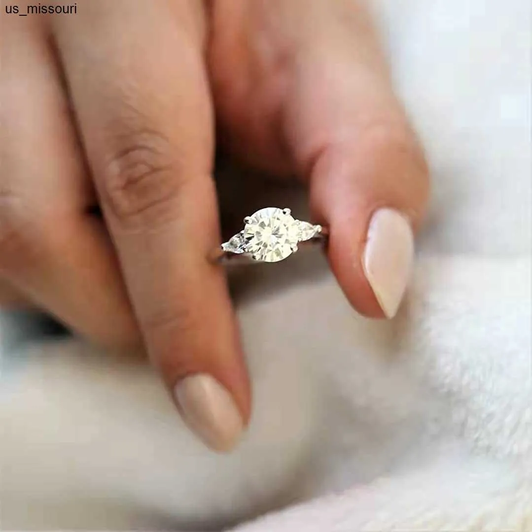 Trumium Silberring Mit Diamant Verlobungsring Klassisch Rund_voghion.com