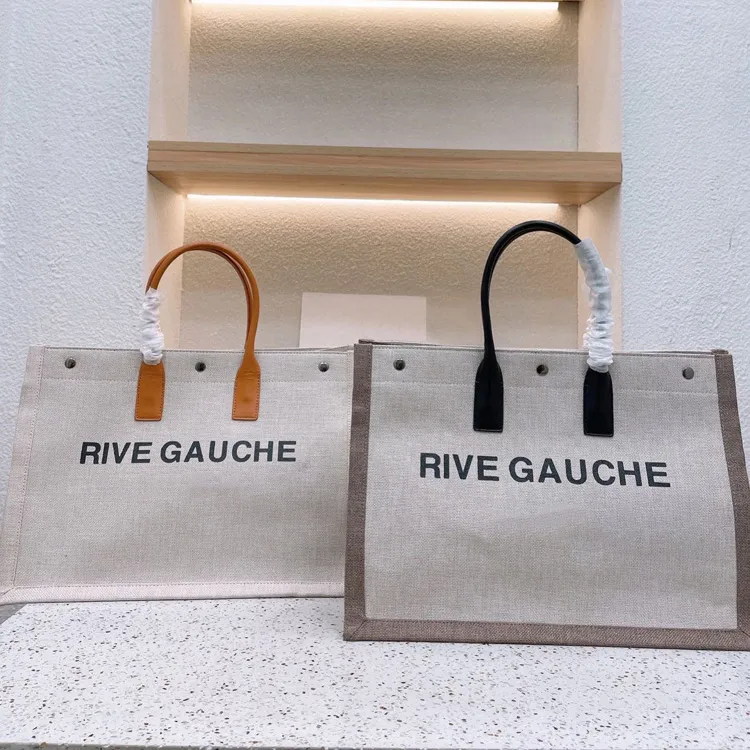 الاتجاه المرأة حقيبة يد Rive Gauche حمل حقيبة تسوق حقائب اليد أعلى الكتان حقائب شاطئية كبيرة مصمم السفر Crossbody حقيبة كتف محفظة