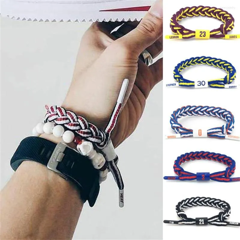 Strand Basketball Star Braided Bracelet Men Adjustable Sports Wristband Gift For Boyfriends Pull Type Enthusiast