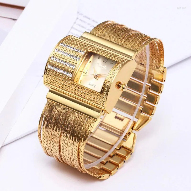 Wristwatches 2023 Fashion Luxury Ladies Wrist Watches Top Brand Gold Steel Strap Waterproof Women's Bracelet Watch