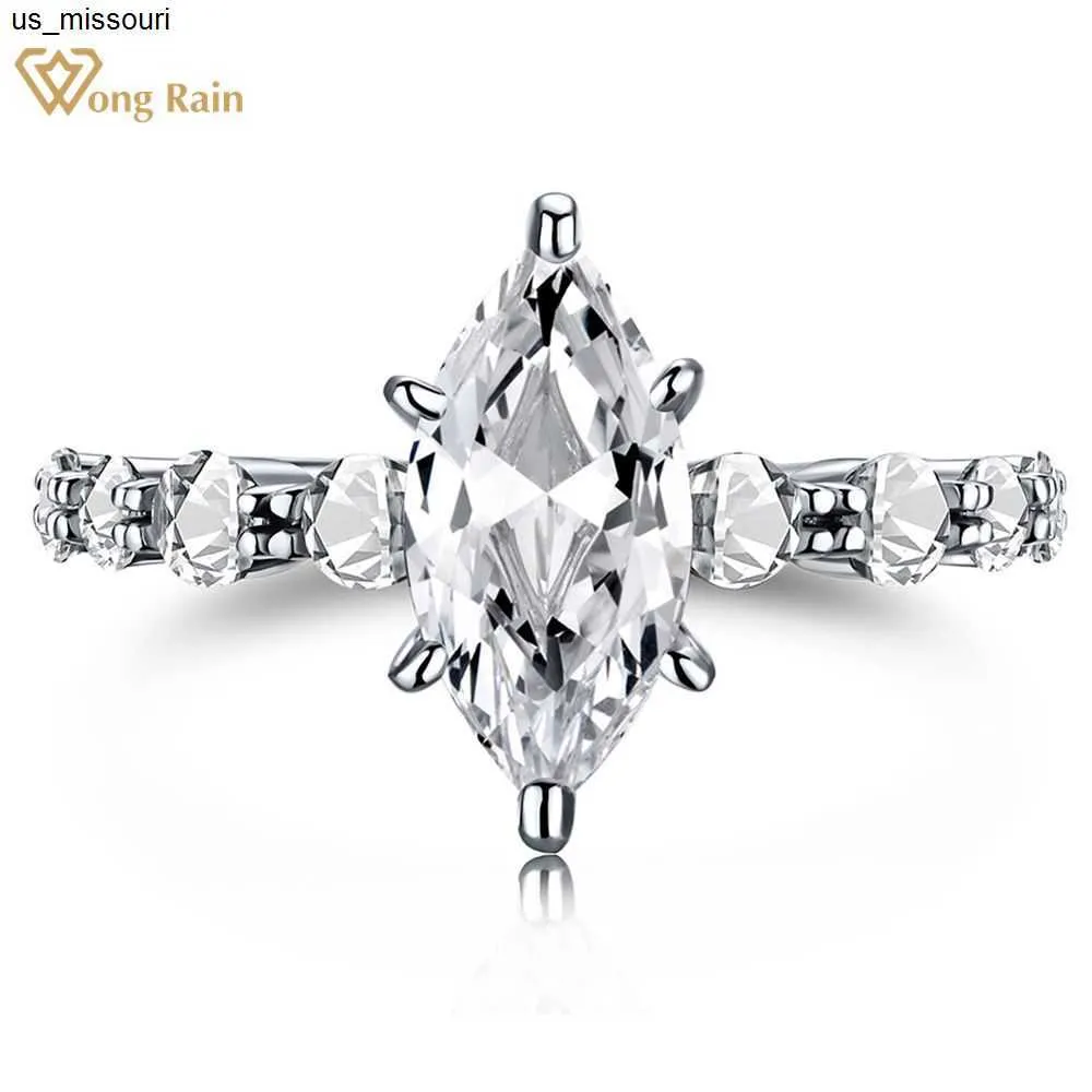 Bagues Wong Rain 100 925 Sterling Silver Marquise Cut High Carbon Diamonds Gemstone Wedding Bague de fiançailles Set Fine Jewelry Wholesale J230522