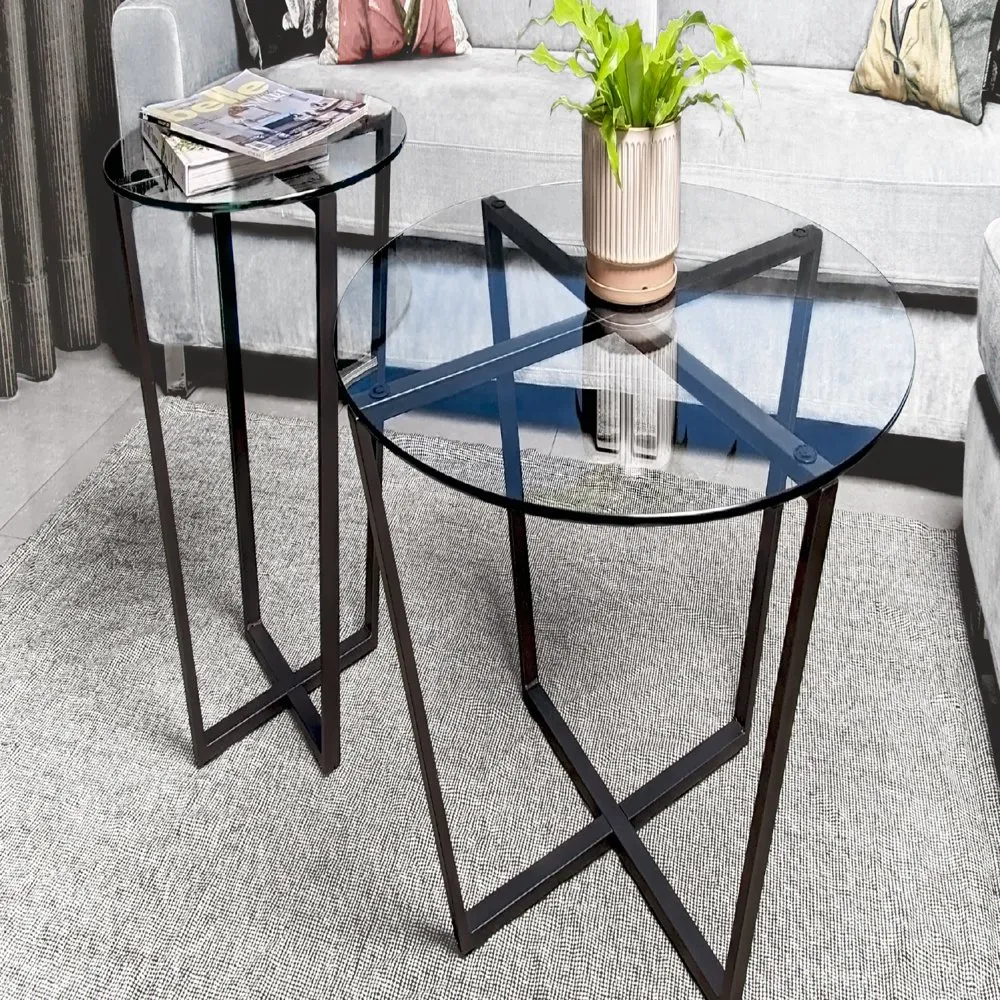 Round Metro Glass Coffee Table Black Base From 110 43 DHgate