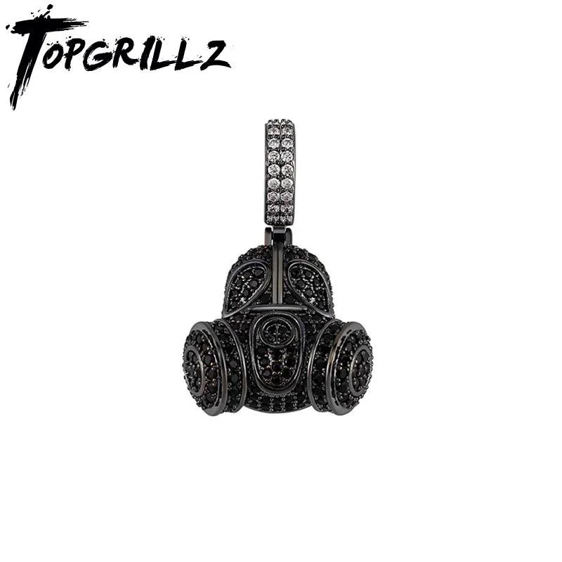Halsband Topgrillz Ny full isad Micro Pave Cubic Zirconia Pendant Halsband med Black CZ Stone Hip Hop High Quality Party Gift