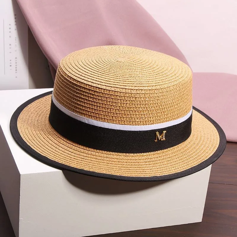 Women Beach Hat Summer Flat Top Caps Straw Shade Hats Girl Sun Protection Cap Woman Sunhat Sunhats 2023