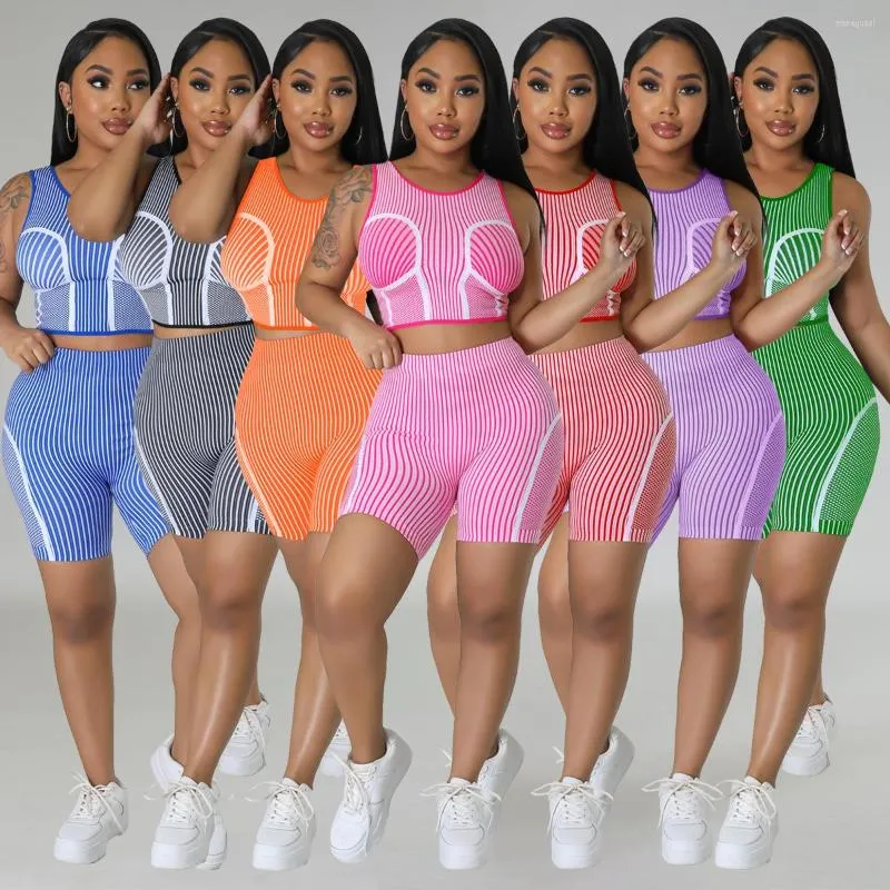 Dames tracksuits dames korte sets zomer outfits geprinte tanktops biker shorts 2 -delige set tracksuit tracksuit vrouwelijke joggingpakken sport