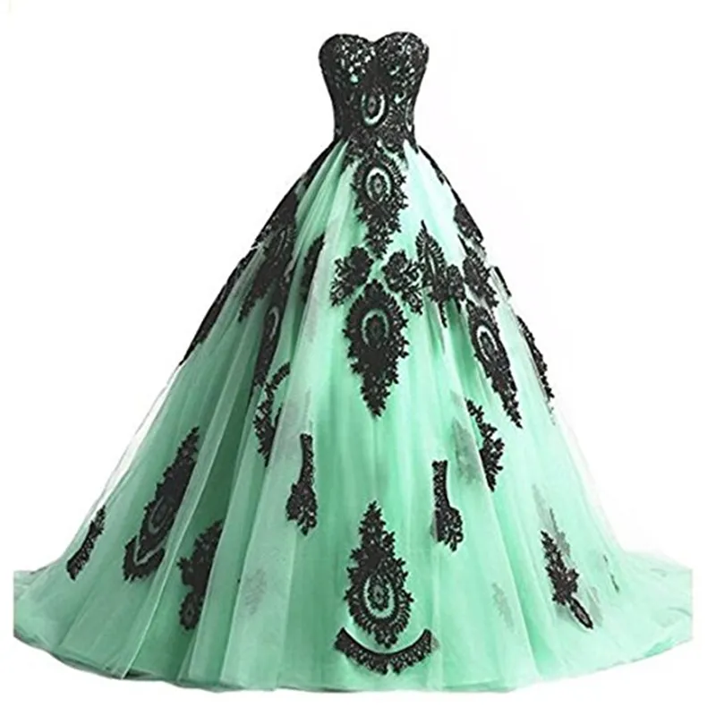 Quinceanera Dresses Ball Gown Sweetheart Neckline Black Appliques Lace-up  Tulle Plus Size Vestidos De 15 Anos from Dhgate Quinceanera Dresses - price  136.69