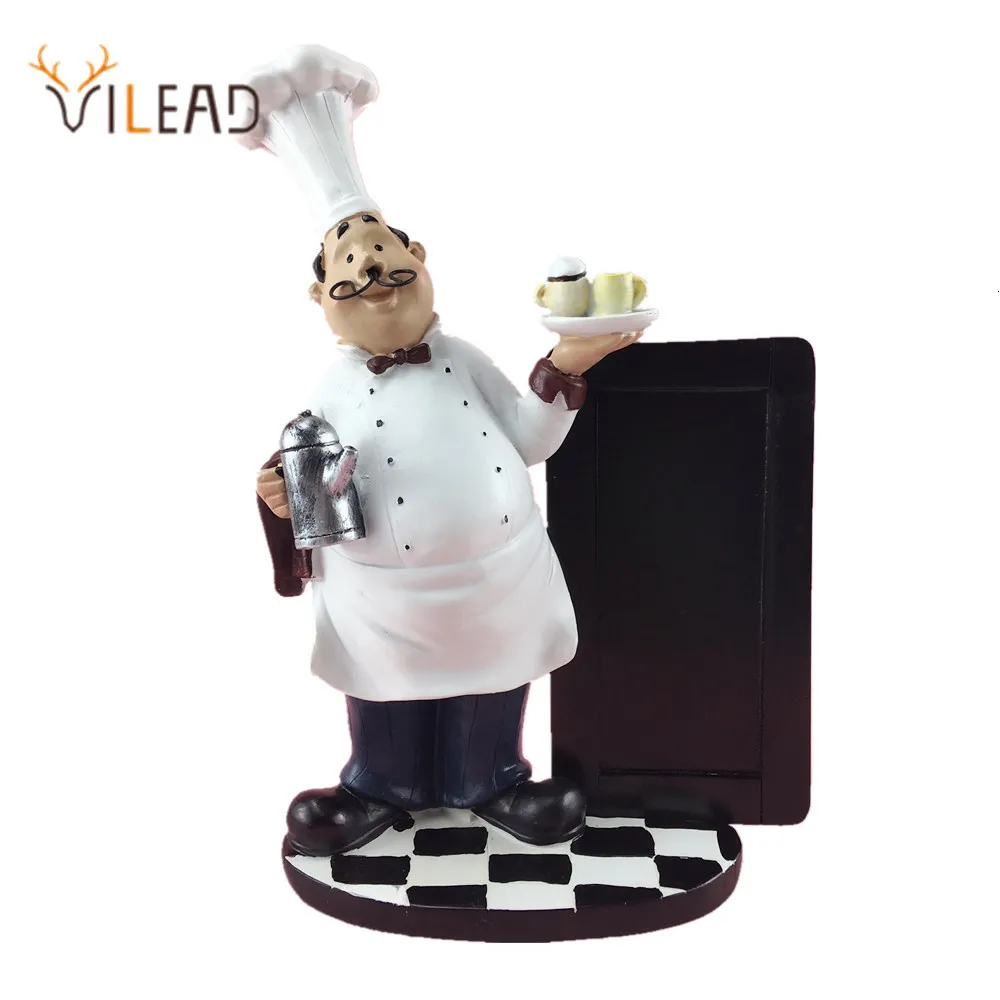 Objets Décoratifs Figurines VILEAD 24cm Résine Babillard Moustache Chef Western Restaurant Cuisine Pâtisserie Artisanat Décoration Accessoires 230522