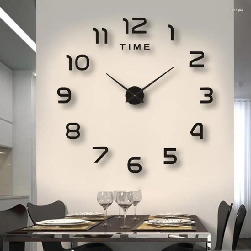 Horloges murales créatives Simple numérique bricolage horloge silencieuse maison chambre décoration autocollant sans poinçon salon décor