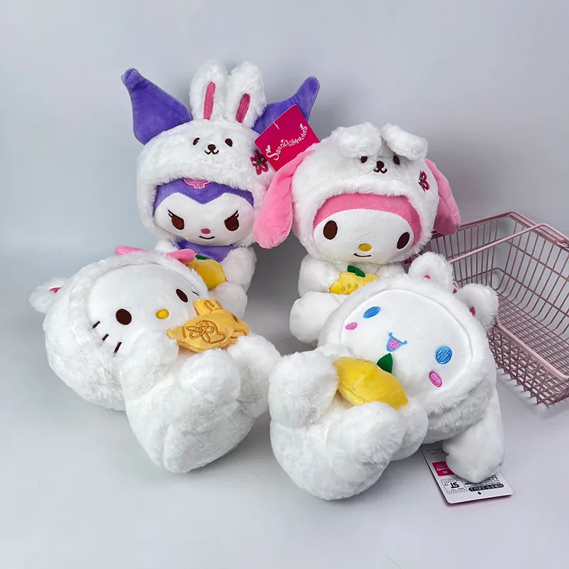 Moda carino coniglio da 8 pollici con frutta peluche Kawaii PP cotone farcito peluche cuscino festival regalo bambola giocattoli per bambini