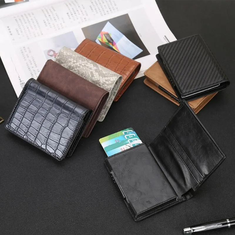 Portafogli Casual da uomo in pelle Solid Luxury Bifold Porta carte d'identità Portafoglio corto Portafoglio Billfold Business Maschio Slim Clutch