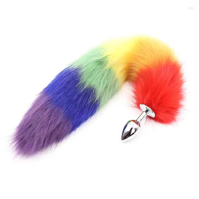 Sex Toys For Couples Small Size Rinbow Color Tail Anal Beads BuPlug Metal Role Play Flirting BDSM Fetish Insert Adult Couple Game