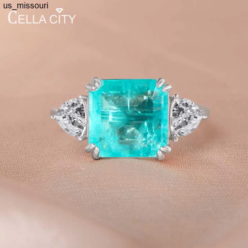 Sterlingsilberring Mit Paraiba Turmalin Und Diamant Für Damen_voghion.com