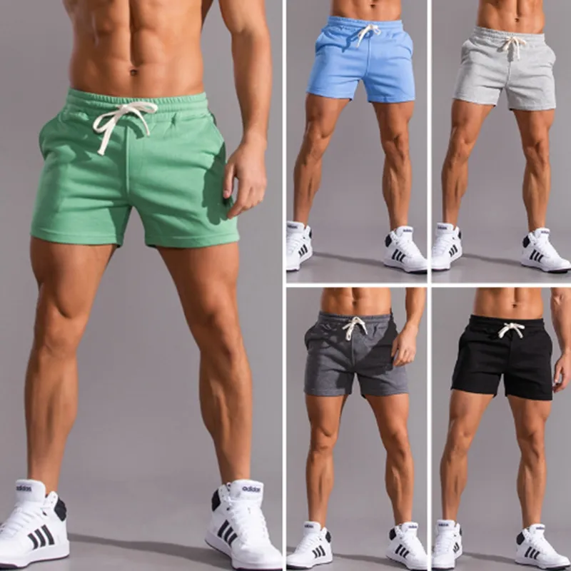 Cross border New Mens Cotton Sports Pants Running Fitness Middle Pants Trendy Mens 3/4 Pants High Elastic Casual 4/4 Pants Shorts