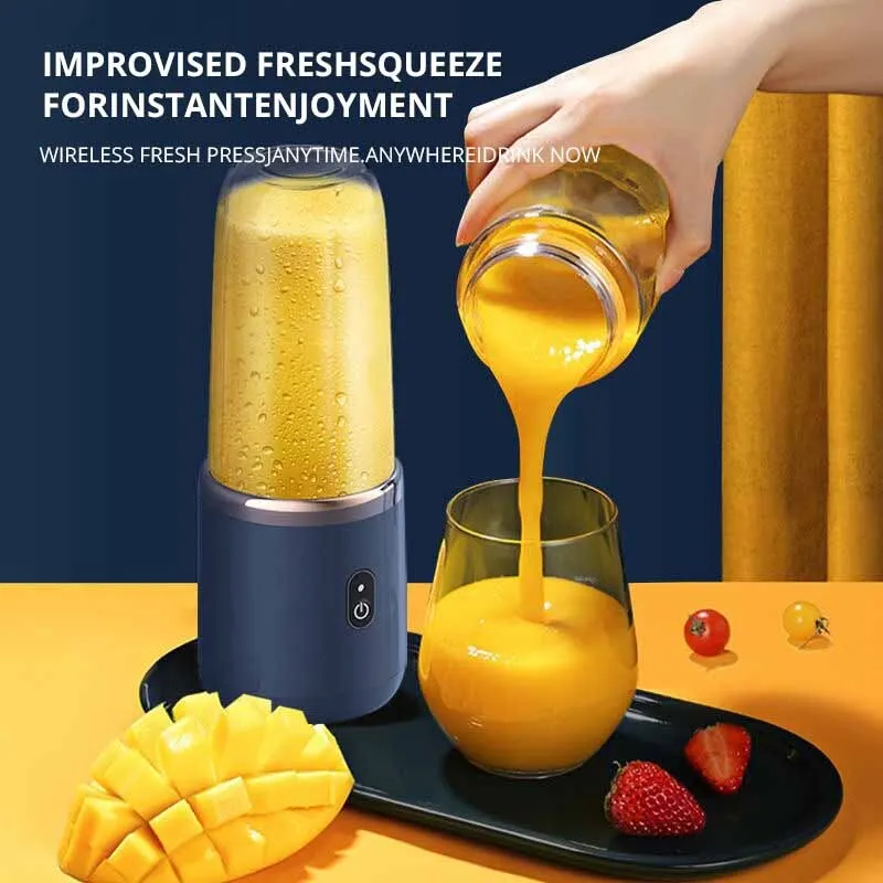 Portable Small Electric Juicer Stainless Steel Blade Juicer Cup Juicer Fruit Automatic Smoothie Blender Kitchen Tool GG