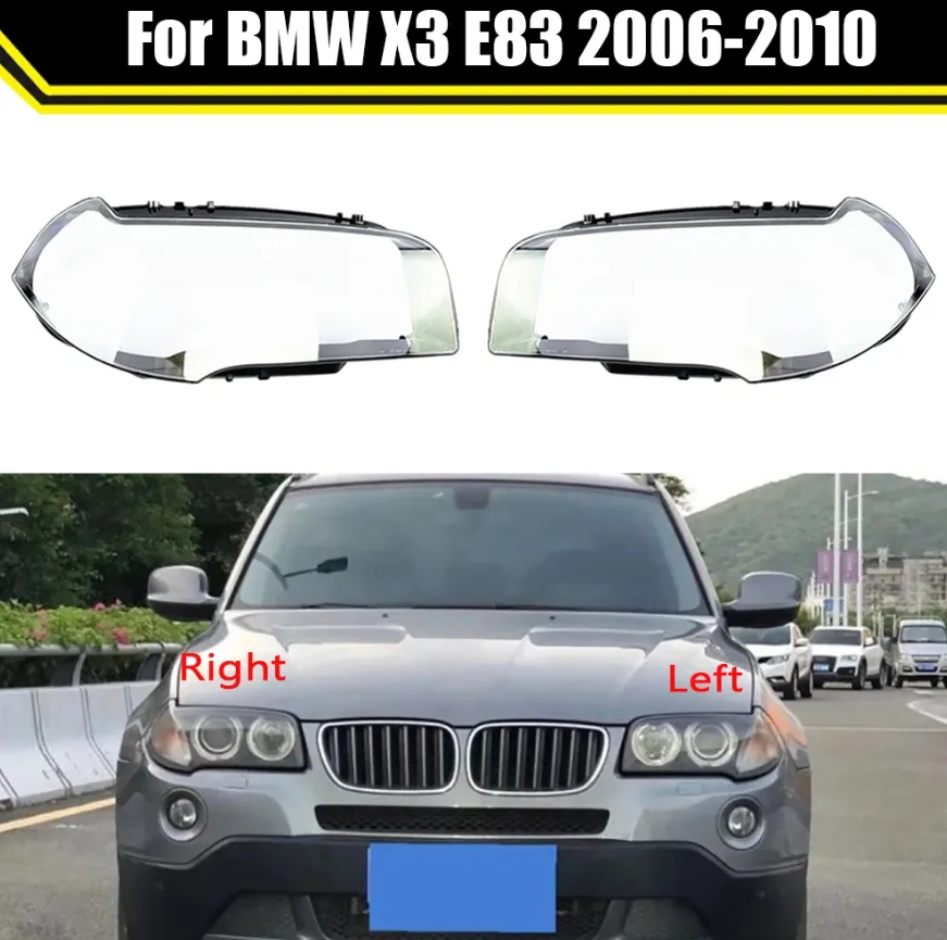 Auto Transparent Lamp Case For BMW X3 E83 2006~2010 Glass Lens Shell Car Front Headlight Cover Light Housing Lamp Caps Lampshade