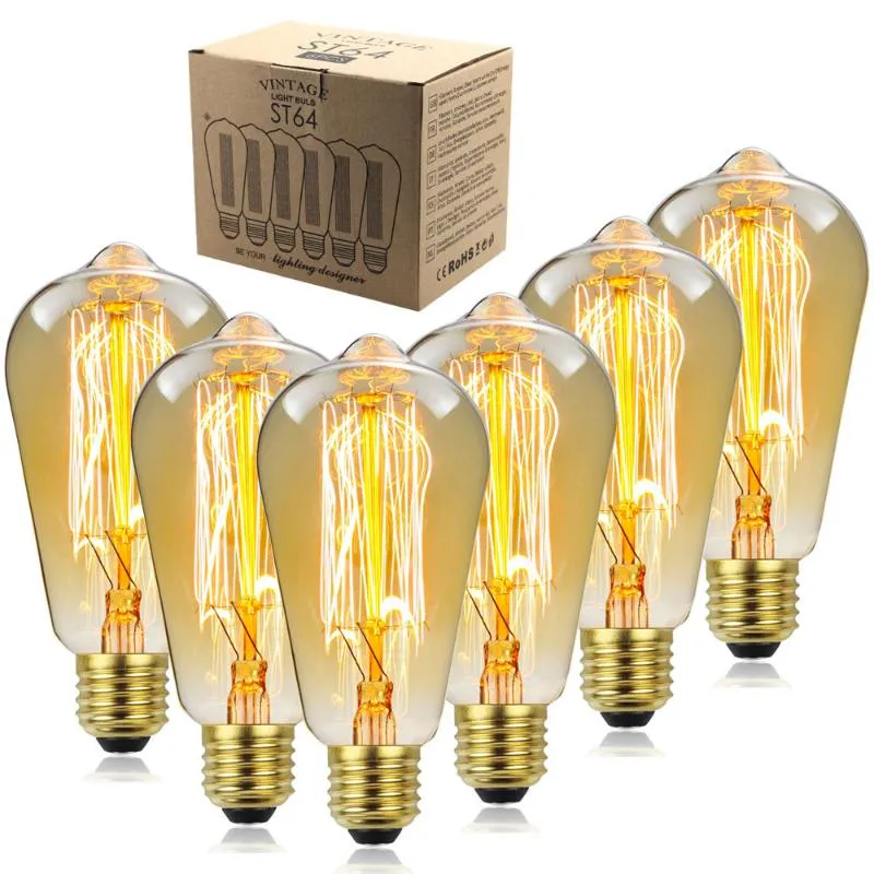 Ampoules Rétro Edison Ampoule E27 E26 110V 220V 40W 60W ST64 Filament Incandescent Ampoule Vintage Lampe Home DecorLED LED