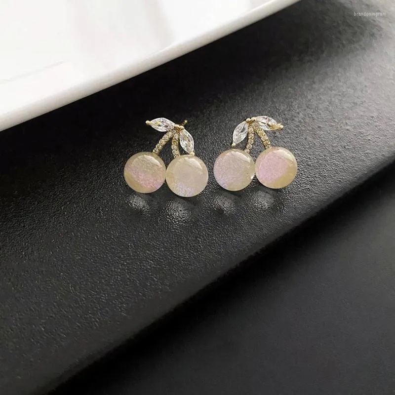 Stud Earrings Japanese And Korean Sweet Fashion Youth Girl Student Crystal Fruit Cherry Fresh Simple Cute Women Ear Clips