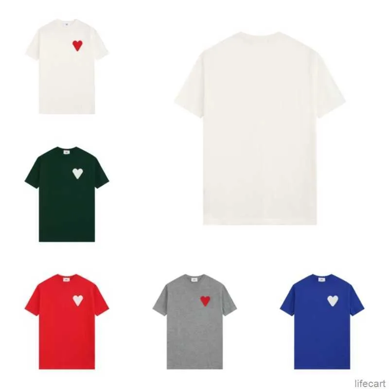 2023 Mens Designers Amis T Shirt Love Embroidery Paris Fashion Street Casual Tees Round Neck Bomull Kort ärm T-shirts G7FV