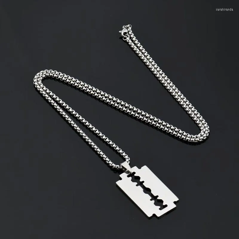 Pendentif Colliers De Mode En Acier Inoxydable Lames De Rasoir Hommes Argent Couleur Punk Chandail Collier Bijoux Cadeaux