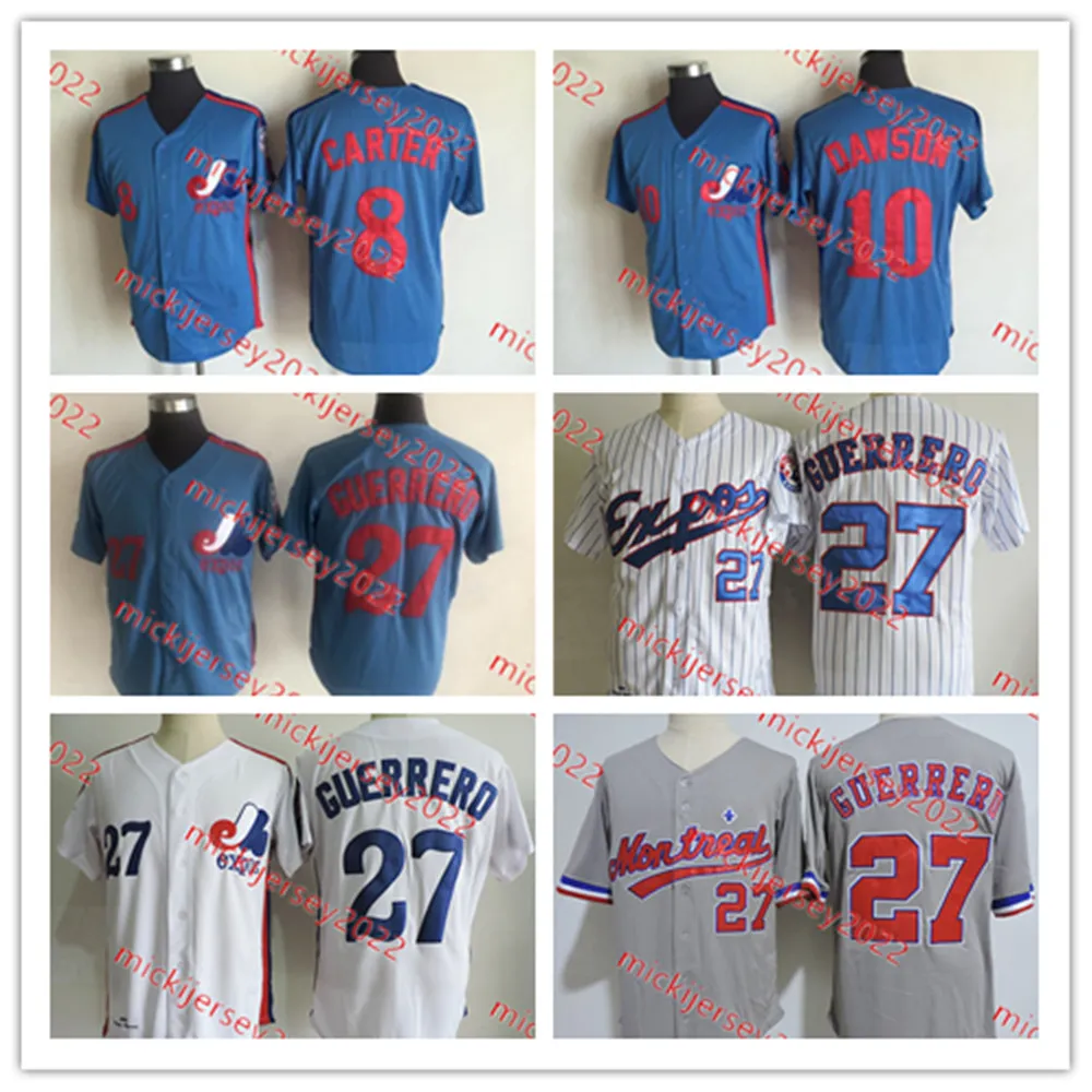 Vladimir Guerrero Montreal Expos Baseball Jersey Mens #8 Gray Carter #10 Andre Dawson Jerseys S-3XL