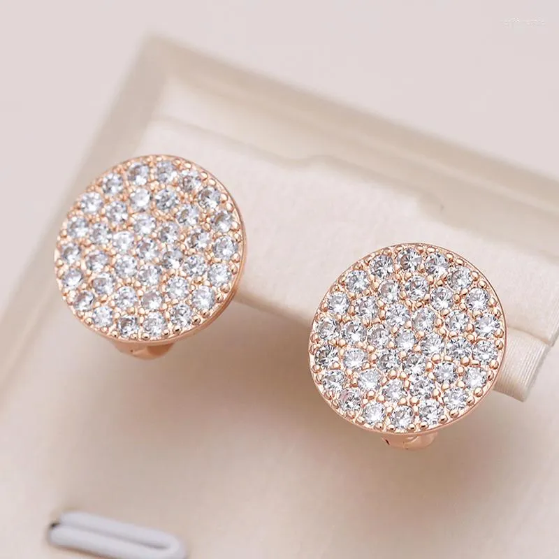 Boucles d'oreilles Kinel 585 couleur or Rose pour femmes MFull pavé brillant Zircon naturel bijoux de mariage saint valentin cadeaux