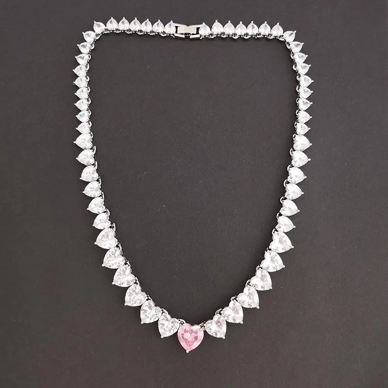 Colliers Qmhje Crystal Rose Stone Coeur Collier Love