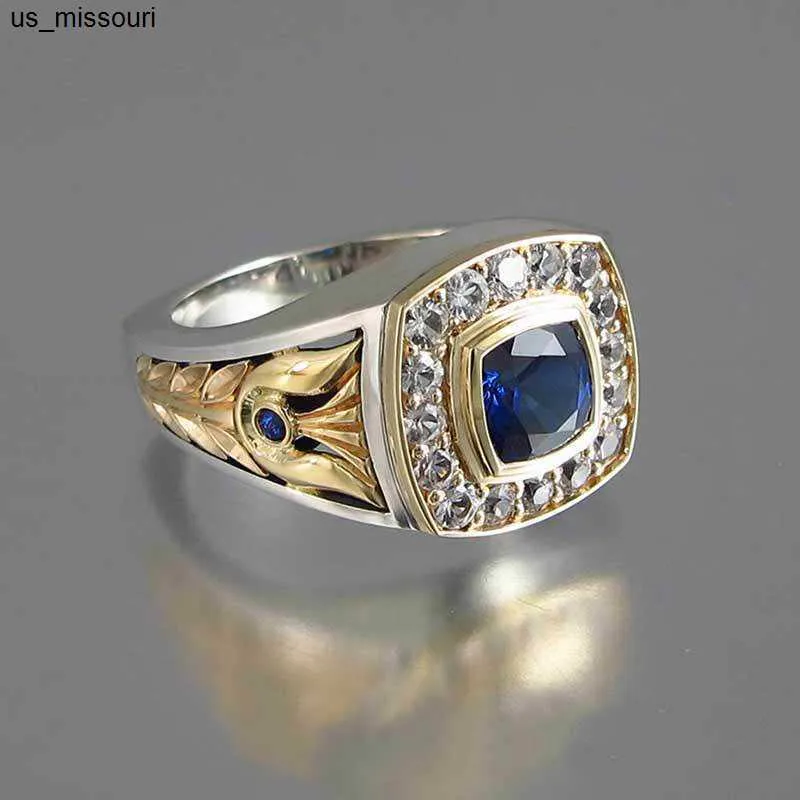 Luxury 925 Sterling Silver Sapphire Diamond Ring For Men Designer_voghion.com