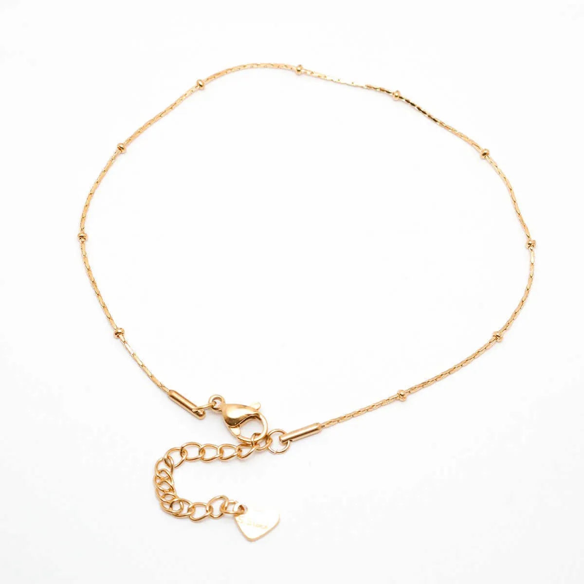Tornozeleiras 304 Aço inoxidável Corção de ouro de ouro para mulheres acessórios de praia Barefoot Jóias Cadeia de tornozelas Bracelets Presentes 1 peça G2205519