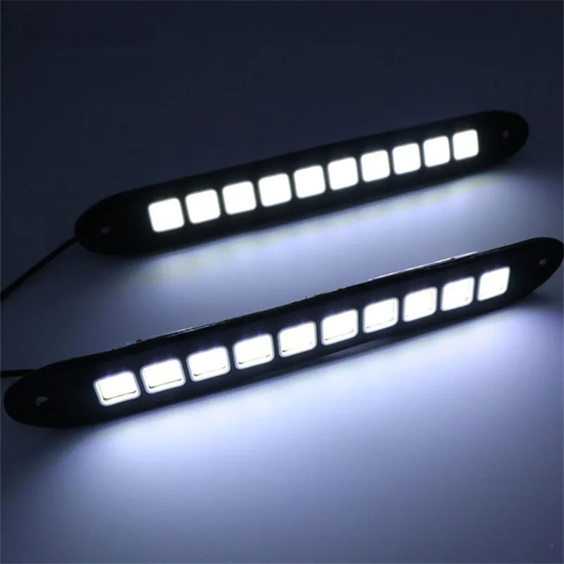 2 PCS 12V 10LED Luzes de carro Universal LED Luz de circulação diurna Destaque para carro À prova d'água Flexível Lâmpada COB Acessório externo automotivo