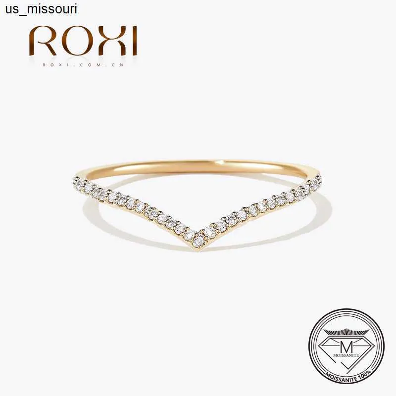 Bandringar Roxi Moissanite Diamond Rings smycken Kvinnor Förlovningsring 925 Sterling Silver Jewelry Wedding Moissanite Band Ring J230522