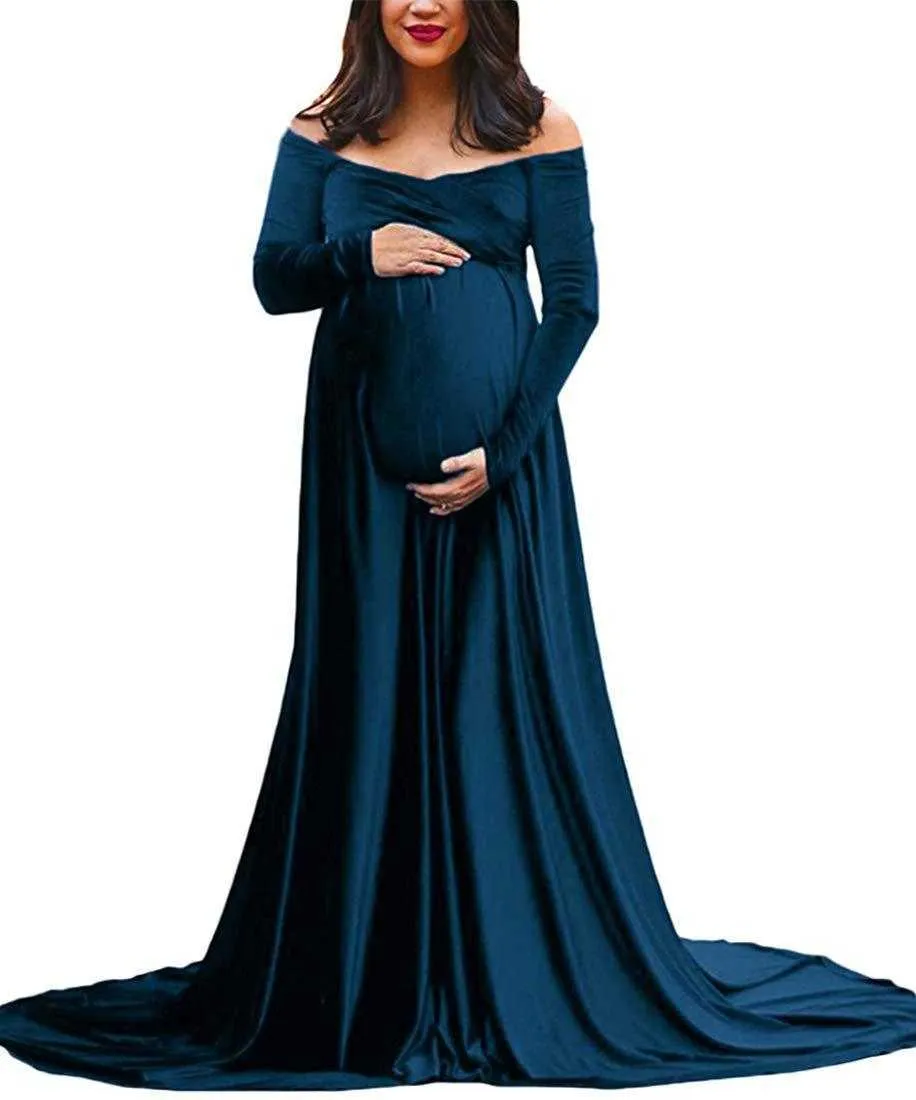 Vestidos De Maternidad Vestido Largo De Maternidad Pleuche