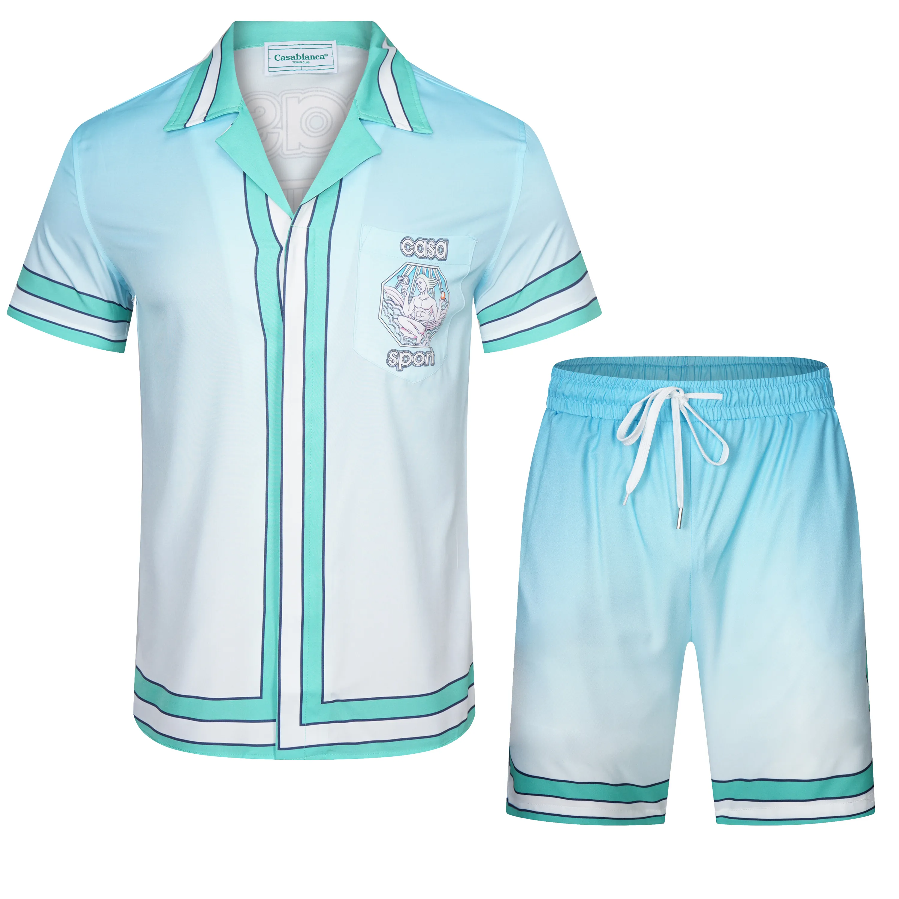 Mens Tracksuit Set: Casablanca 2-Piece Designer Shirt and Shorts