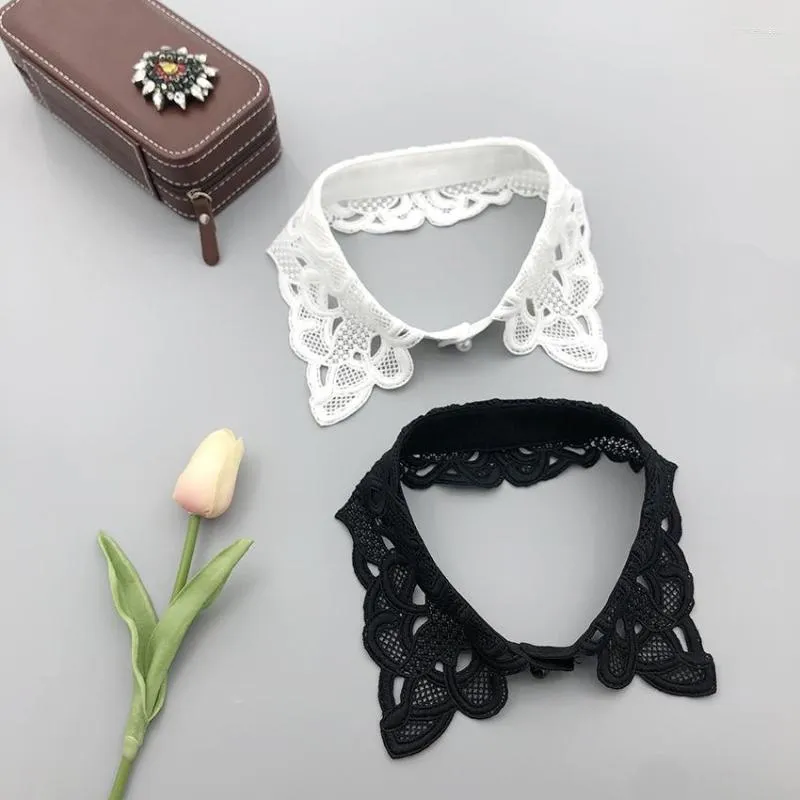 Bow Ties Women Neckwear Tie Embroidery Layer Lace Flower Bead Neckline Fake Collar Detachable False Removable Lapel Blouse Tops