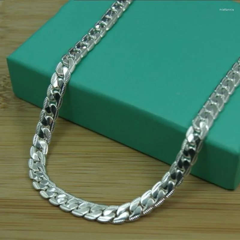 Chains 925 Sterling Silver 5mm Full Sideway Necklace 8/18/20/22/24 Inch Chain For Woman Men Fashion Wedding Engagement Jewelry