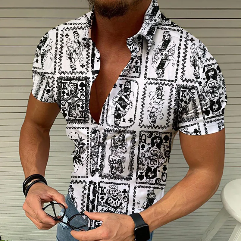 Vendita calda Moda Camicia hawaiana Chemise Homme Camicie da spiaggia Camicia da uomo firmata Camicie casual Camicetta estiva da uomo Manica corta Abito allentato Camicia con bottoni M-3XL