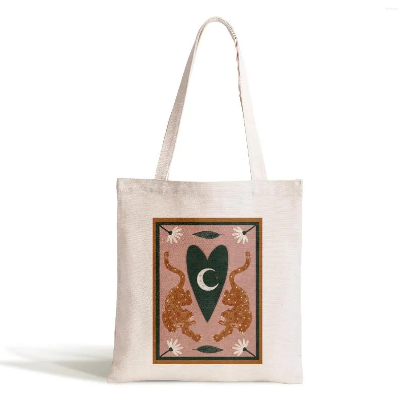 Storage Bags Tiger Heart Canvas Boho Bag Harajuku Women Shopping Shopper Girl Handbag Tote Shoulder Lady