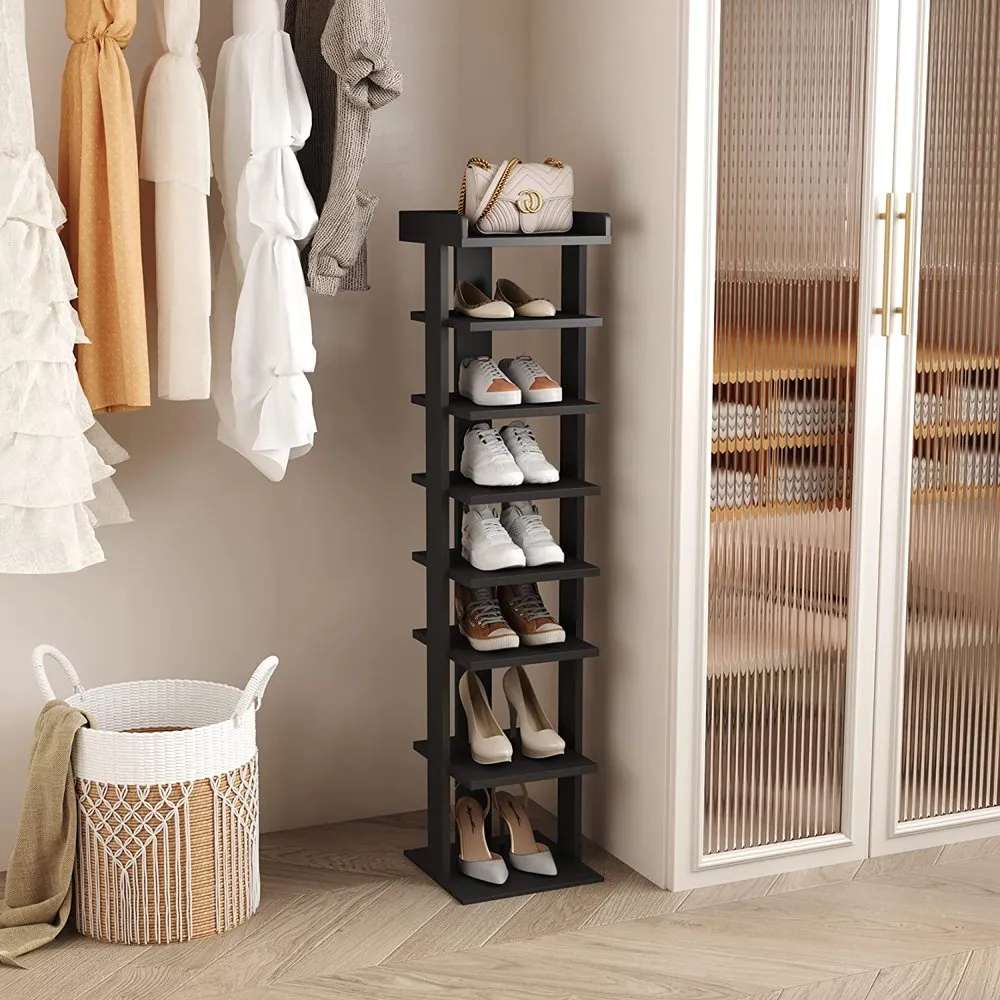 Dropship 8 Tier Entryway Wooden Shoe Rack Vertical Shoe Shelf