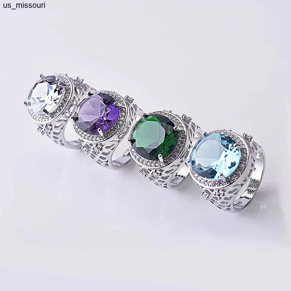 Vintage Aquamarine Emerald Zircon Ring Luxury Designer Jewellery_voghion.com