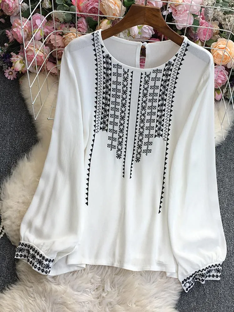 Blusas De Mujer Jastie Camisas Bordadas De Manga Larga Para Mujer